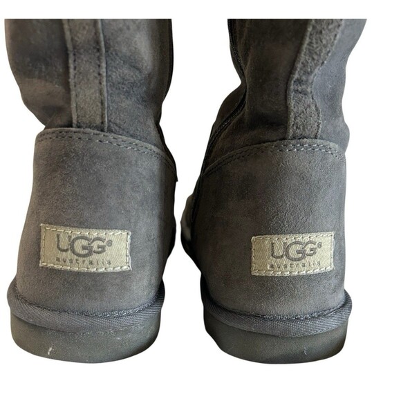 UGG Sunset 5683 Gray Sheepskin Shearling Mid Calf Boots Zip Women’s Size 6.5 / 7 - Picture 8 of 12